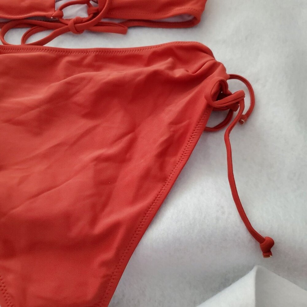 Beachsissi 2 Piece Swimsuit Burnt Orange Criss Cross Top Removable Pads Size S - Picture 7 of 12